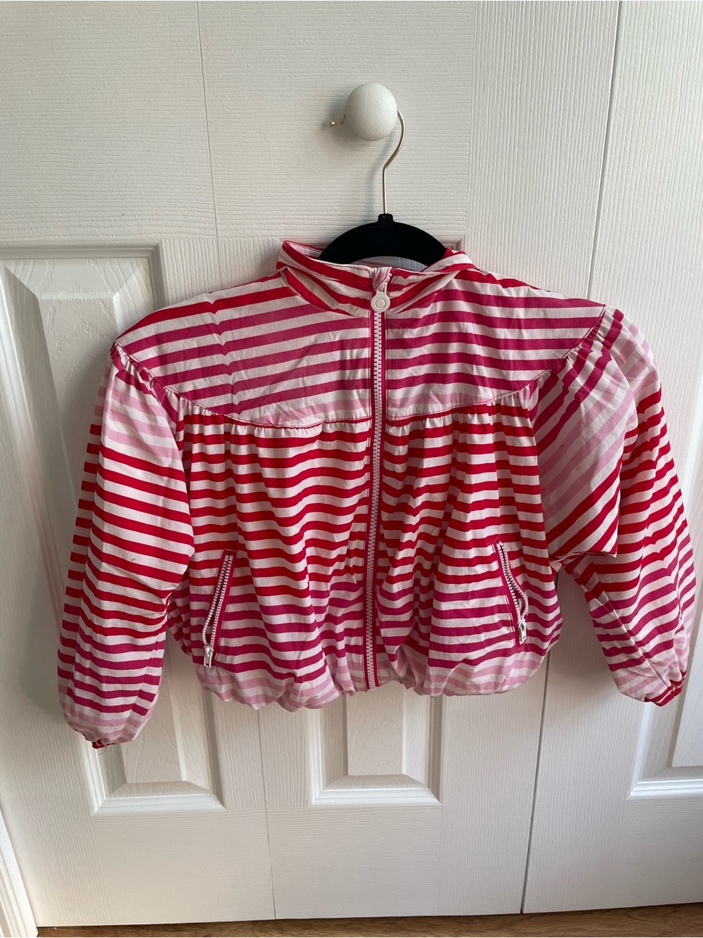 Hunter Pink and Red Striped Zip Jacket